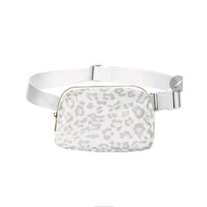 Leopard Print Belt Bag Fanny Pack‎ White Gray Trendy Travel Cute